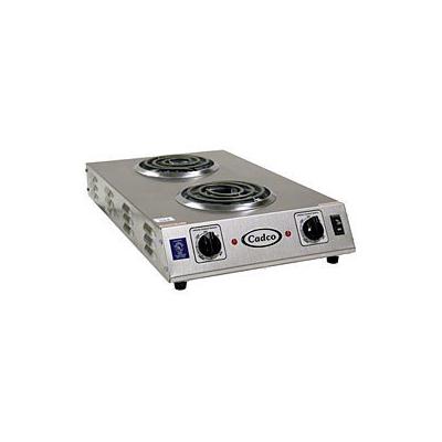 Cadco 120V Counter Hot Plate With Double Burner & 6" Tubular Elements (CDR-1TFB) - Stainless Steel