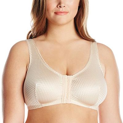 Leading Lady Zig-Zag Weave Front-Closure Leisure Bra, Beige, 40BCD