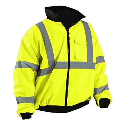 OccuNomix LUX-ETJBJ-Y5X High Visibility Fleece Lined Bomber Jacket with Roll-Away Hood and 4 Pockets