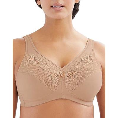 Glamorise Women's Plus Size Full Figure MagicLift Wirefree Minimizer Support Bra #1003, Café, 42DD