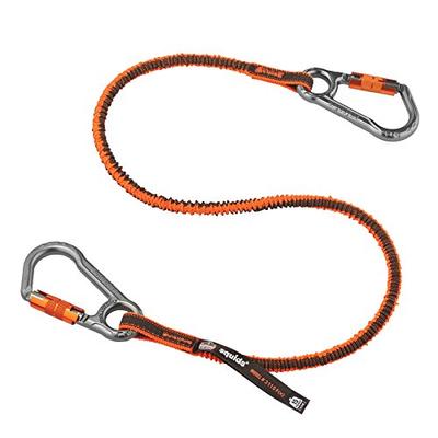 Shock Absorbing Tool Lanyard with Two Locking Aluminum Carabiners, Tool Weight Capacity 15lbs, Ergod