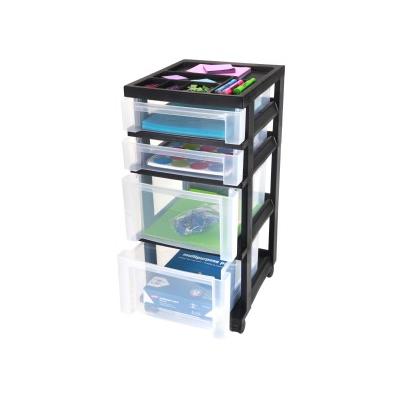 Storage Cart: Iris 4-Drawer Cart 1Pc - Black/Clear