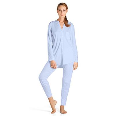 HANRO Women's Pure Essence Pajama Set, Blue Glow, Large